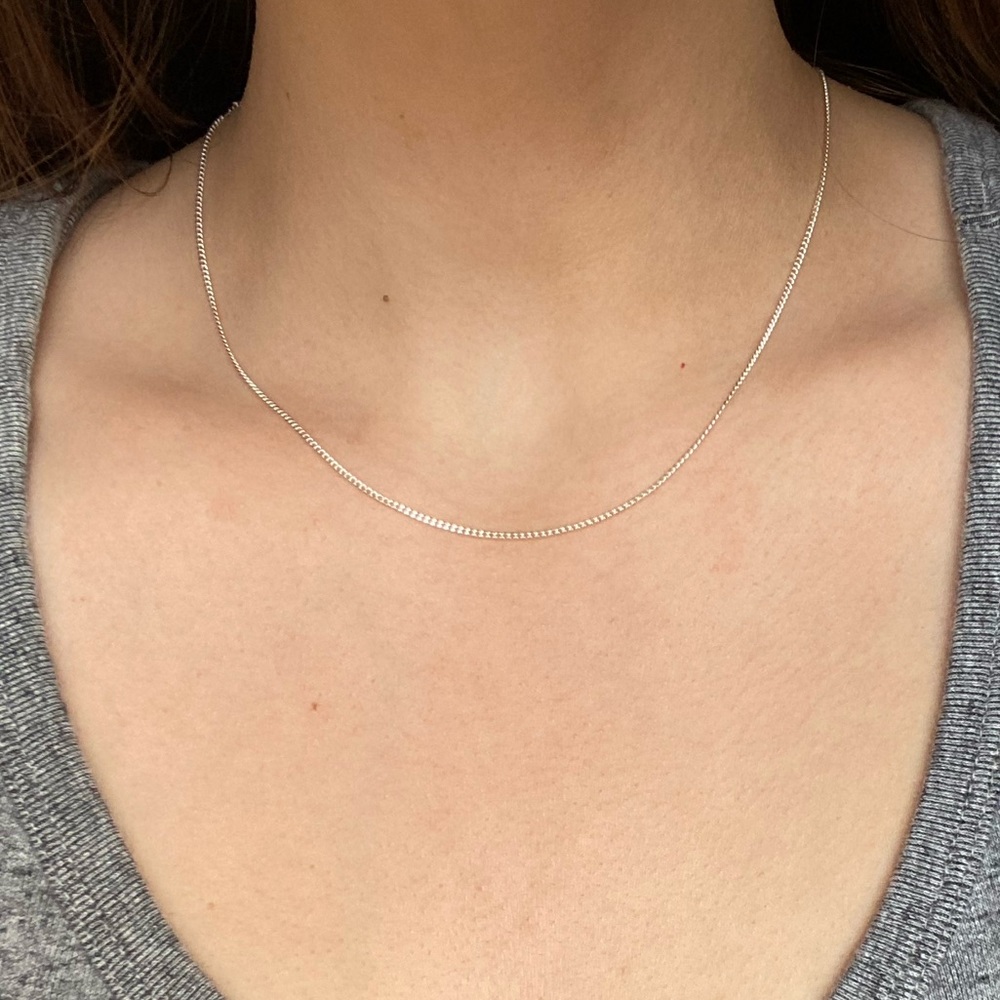(16 in) Dainty Simple Sterling Silver Chain
